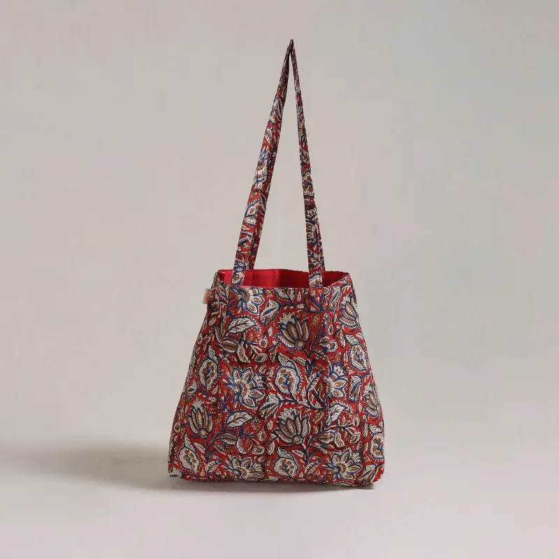Red - Eco-Friendly Handmade Cotton Jhola Tote Bag 11 made by Itokri
