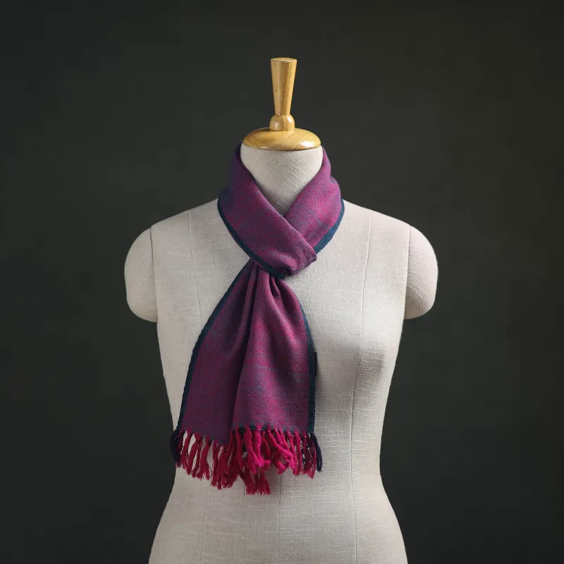 Purple - Kumaun Handwoven Pure Merino Wool Scarf 239 made by Itokri