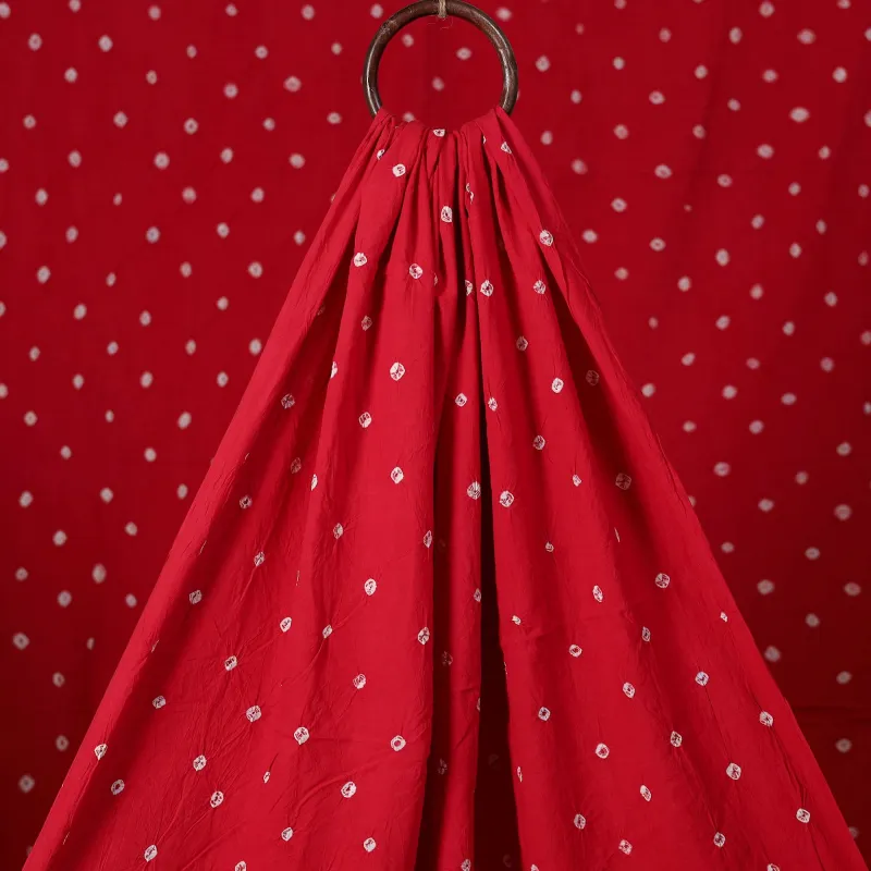 Red - Kutch Bandhani Tie-Dye Pure Cotton Fabric 05 made by Itokri