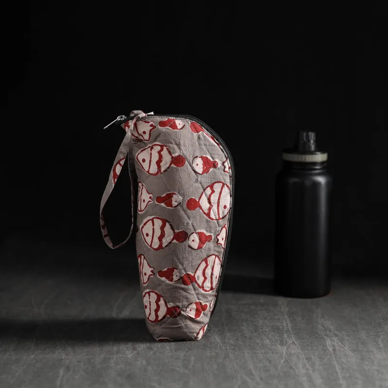 Grey - Handmade 1L Water Bottle Cover with Zipper 30 made by Itokri