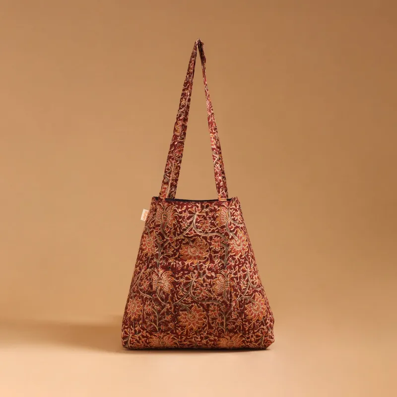 Maroon - Eco-Friendly Handmade Cotton Jhola Tote Bag 16 made by Itokri