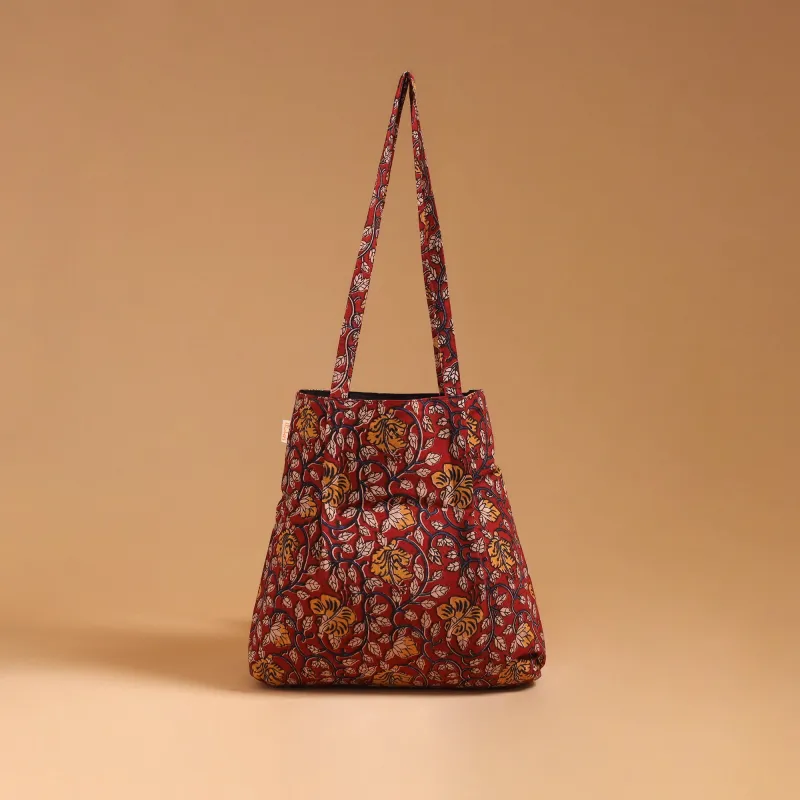 Red - Eco-Friendly Handmade Cotton Jhola Tote Bag 08 made by Itokri
