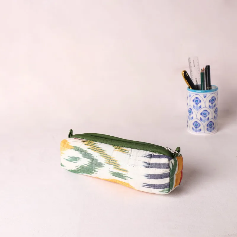 White - Handcrafted Quilted Pencil Pouch 16 made by Itokri