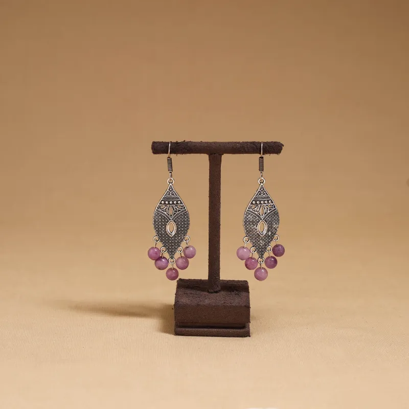 Grey - Gaurika German Silver Beaded Earrings 31 made by Itokri