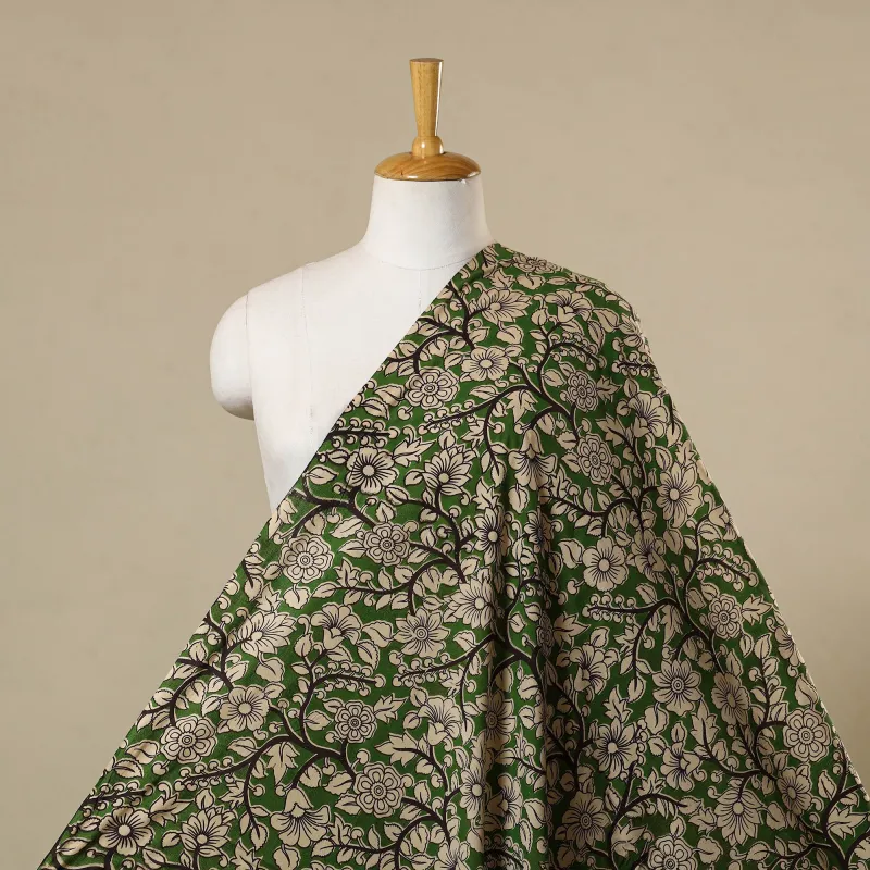 Green - Printed Cotton Kalamkari Fabric 05 made by Itokri