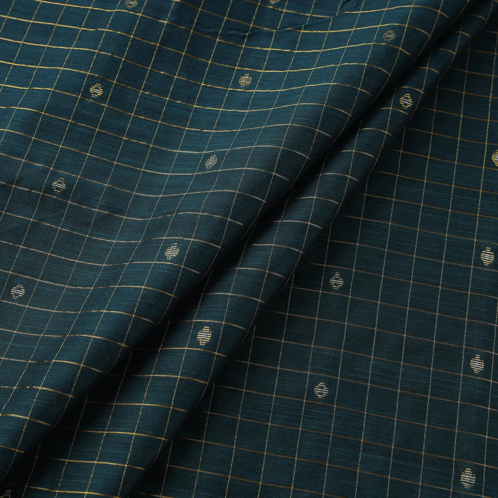 Green - Zari Buti Spun Dupion Viscose Silk Plain Fabric 17 sold by Itokri product image thumbnail 2