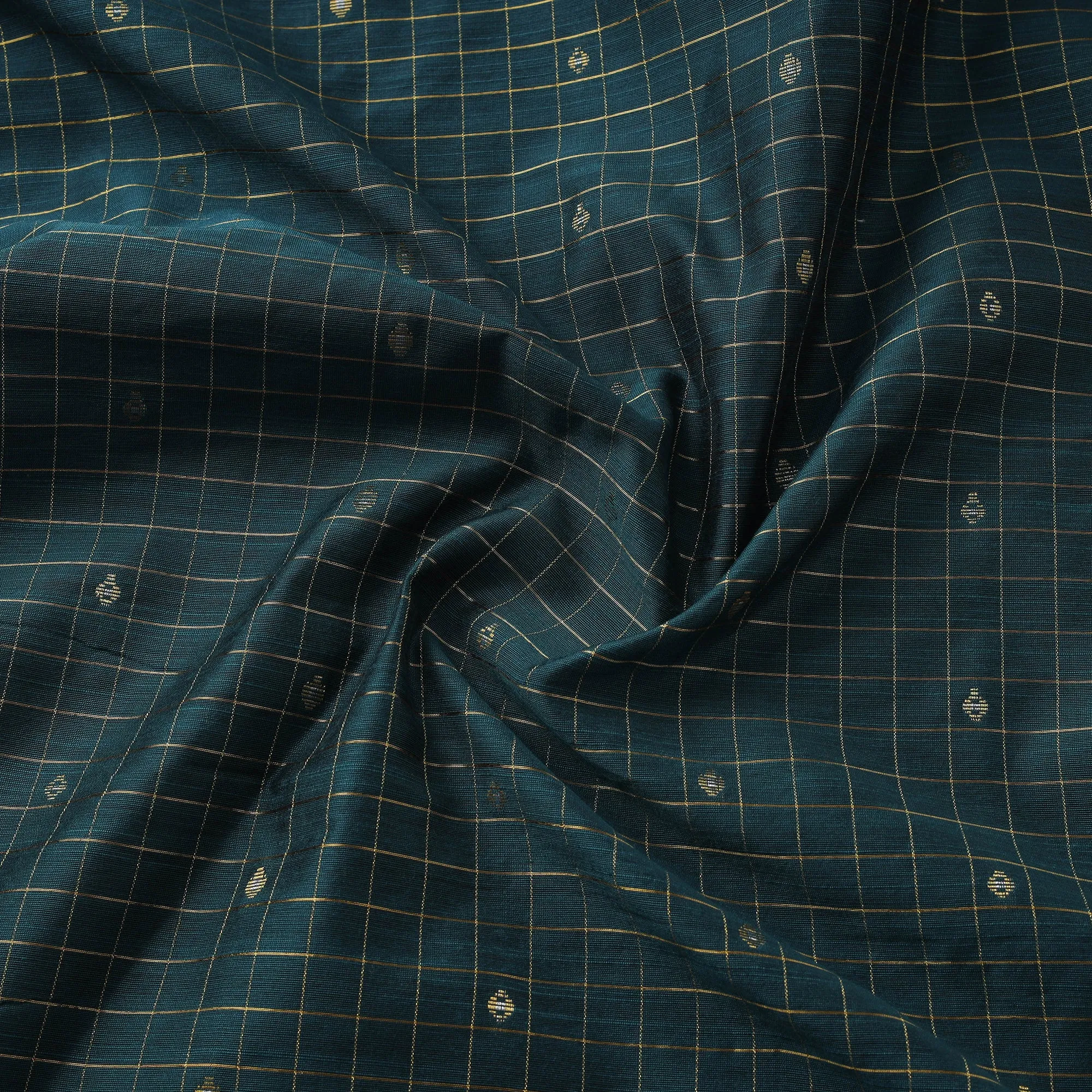 Green - Zari Buti Spun Dupion Viscose Silk Plain Fabric 17 sold by Itokri product image thumbnail 3