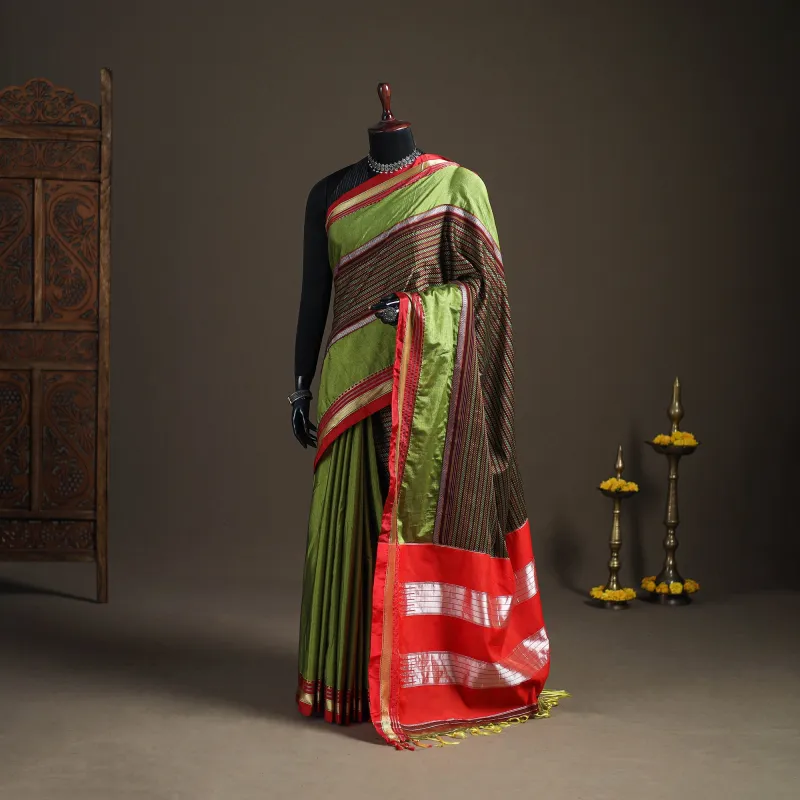 Multicolor - Mercerised Cotton Silk Khun Saree with Blouse Piece 32 made by Itokri