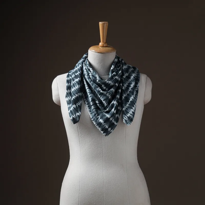 Grey - Pure Cotton Shibori Tie-Dye Scarf 29 made by Itokri