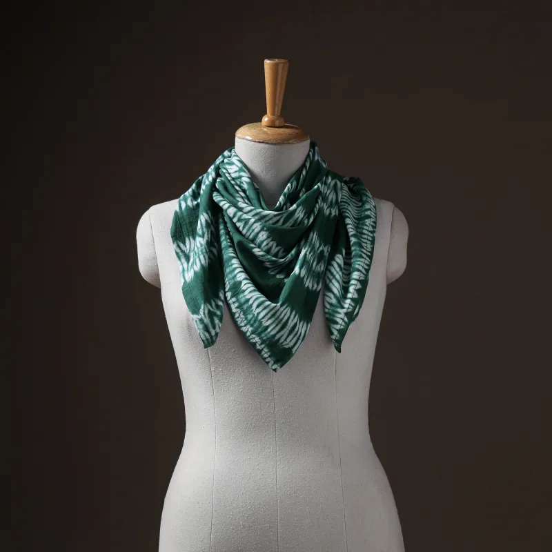 Green - Pure Cotton Shibori Tie-Dye Scarf 31 made by Itokri