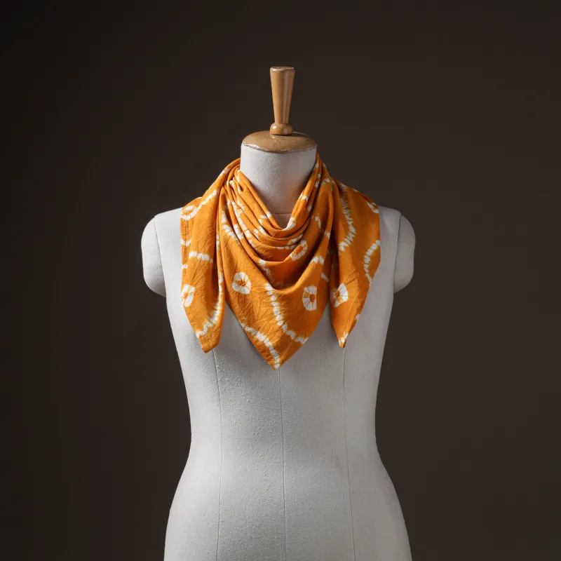 Orange - Pure Cotton Shibori Tie-Dye Scarf 11 made by Itokri