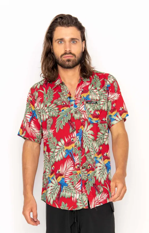 Men's Tropical Parrots Red, Shirt sold by Love Anchor