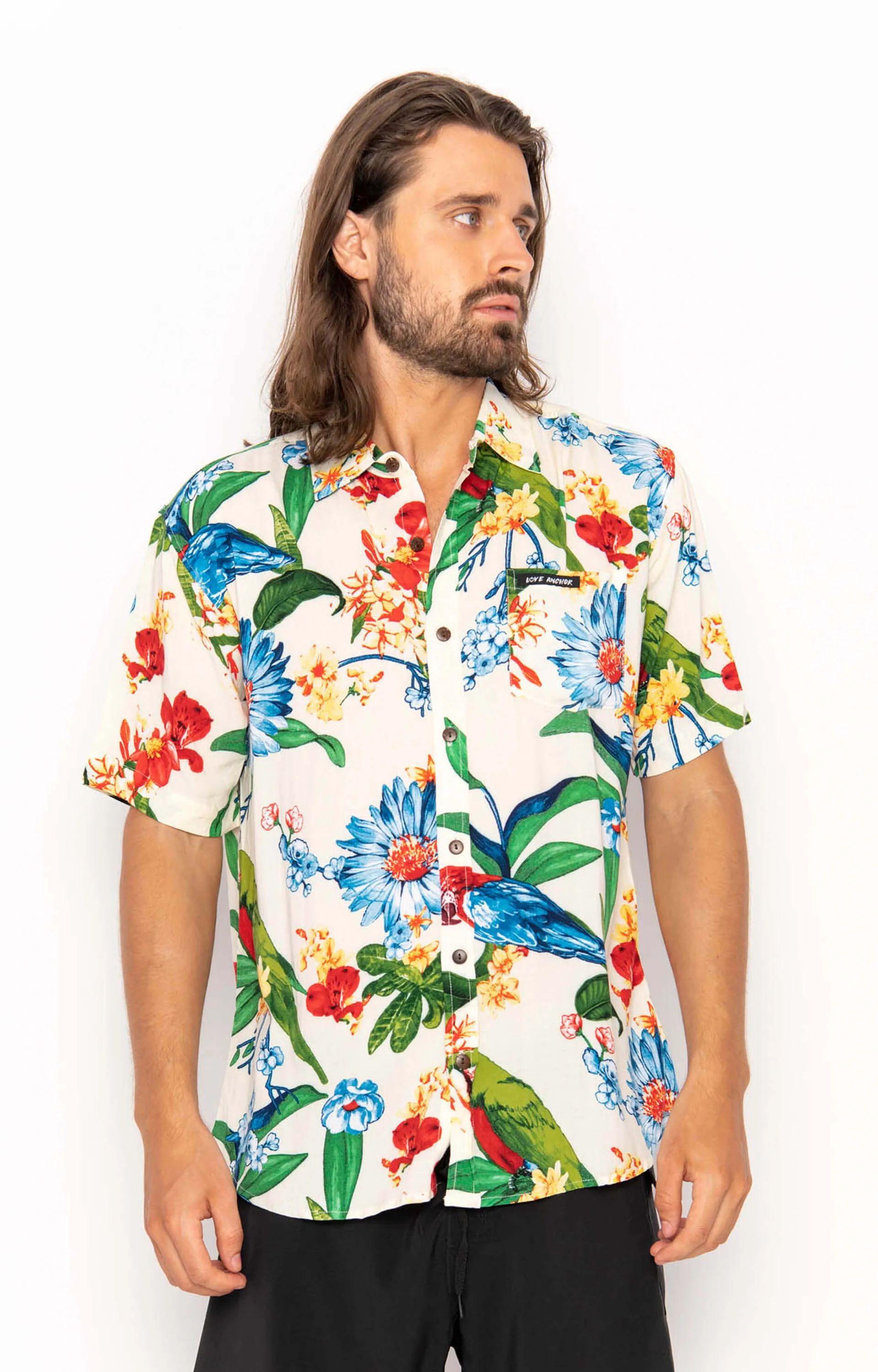 Men's Tropical Macaw White, Shirt sold by Love Anchor product image thumbnail 2