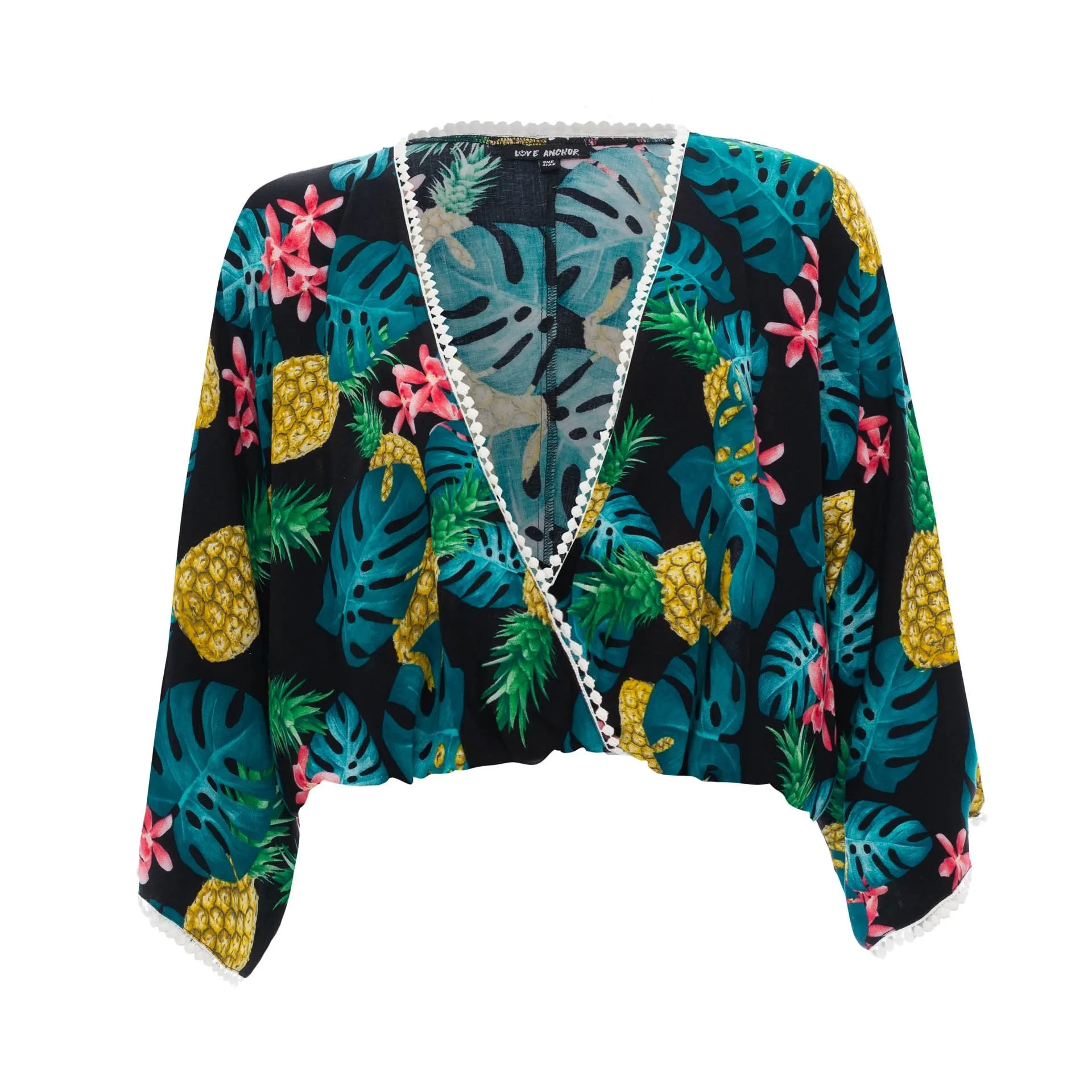 Sakura, Tropical Ananas Black, Long Sleeved Top sold by Love Anchor product image thumbnail 5