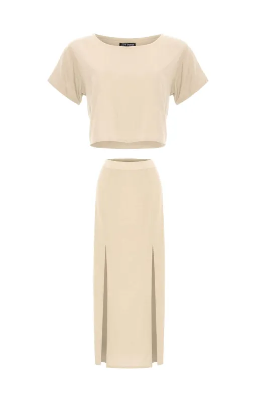 Set Cropped Basic-Tulip Maxi Skirt, Plain sold by Love Anchor