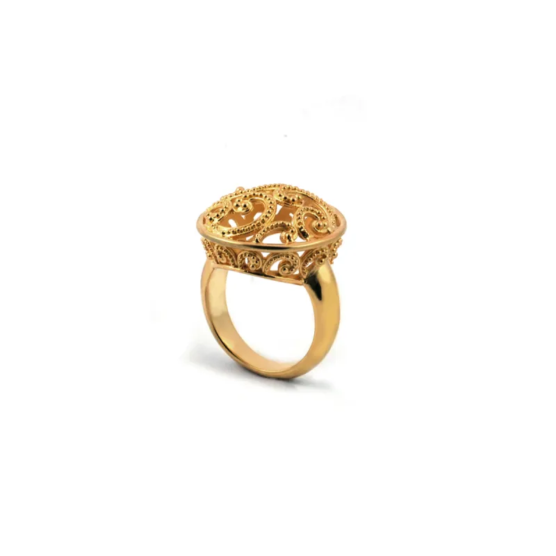 Ombak Segara Big Cocktail Ring Gold sold by Love Anchor