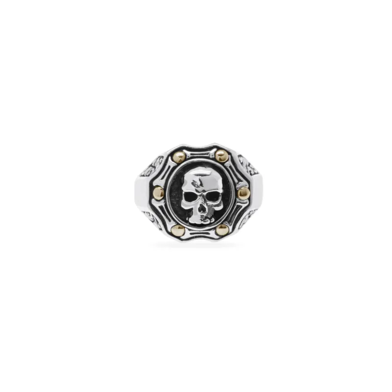 Ring Signet Trunyan Collection Plong Gold Silver Oxydation sold by Love Anchor