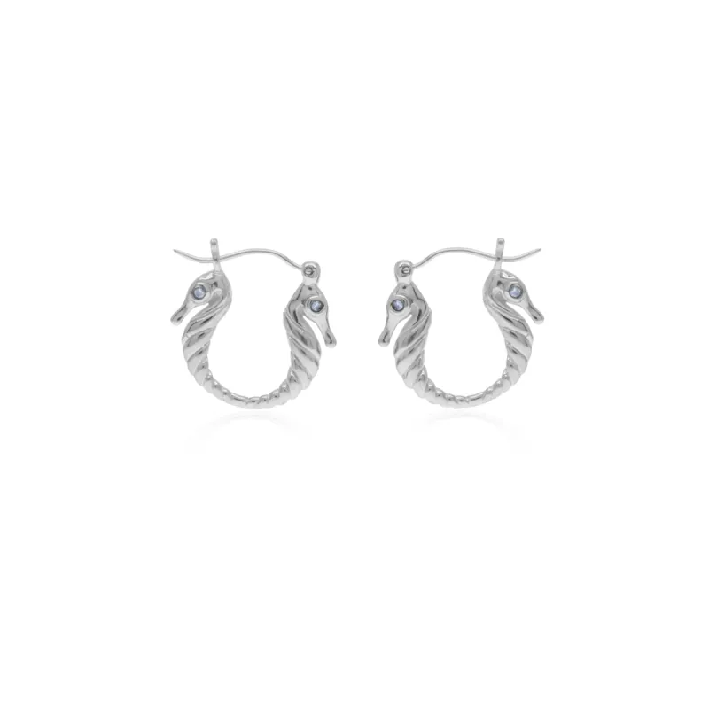 Hoop Earring Sea Horse Collection Silver At sold by Love Anchor