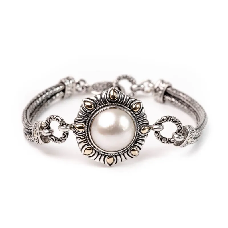 Bracelet White Mabe Two Tone Marble sold by Love Anchor