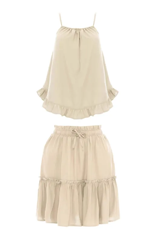 Set Catty Camisole-Mini Skirt Frill, Plain sold by Love Anchor