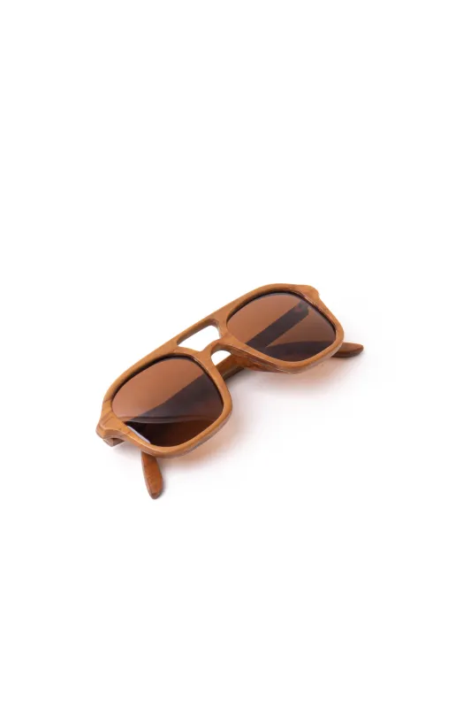 Sunglasses Aviator Square  Teak Wood sold by Love Anchor
