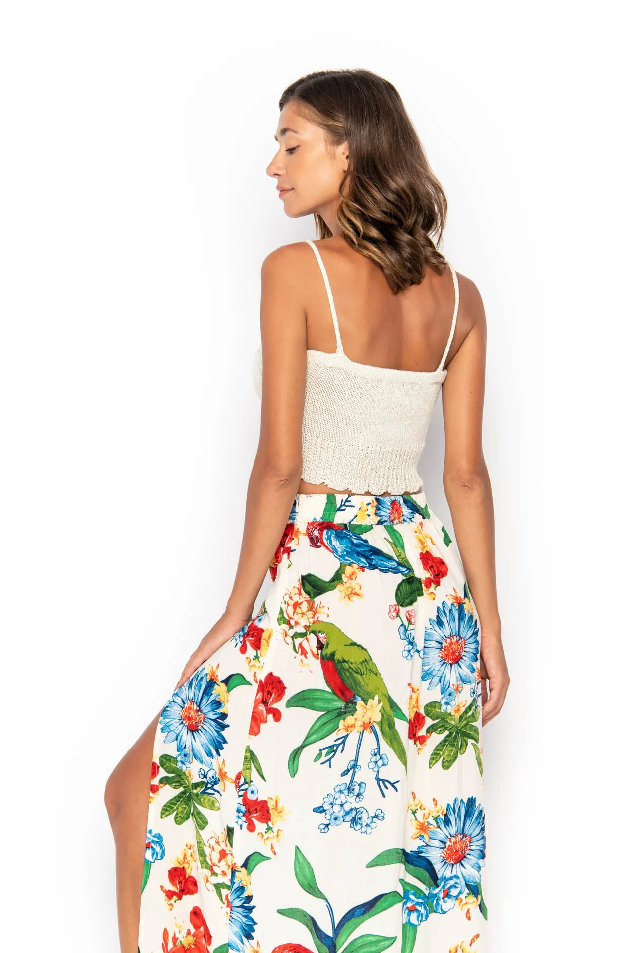 Tulip, Tropical Macaw White, Maxi Skirt sold by Love Anchor product image thumbnail 3