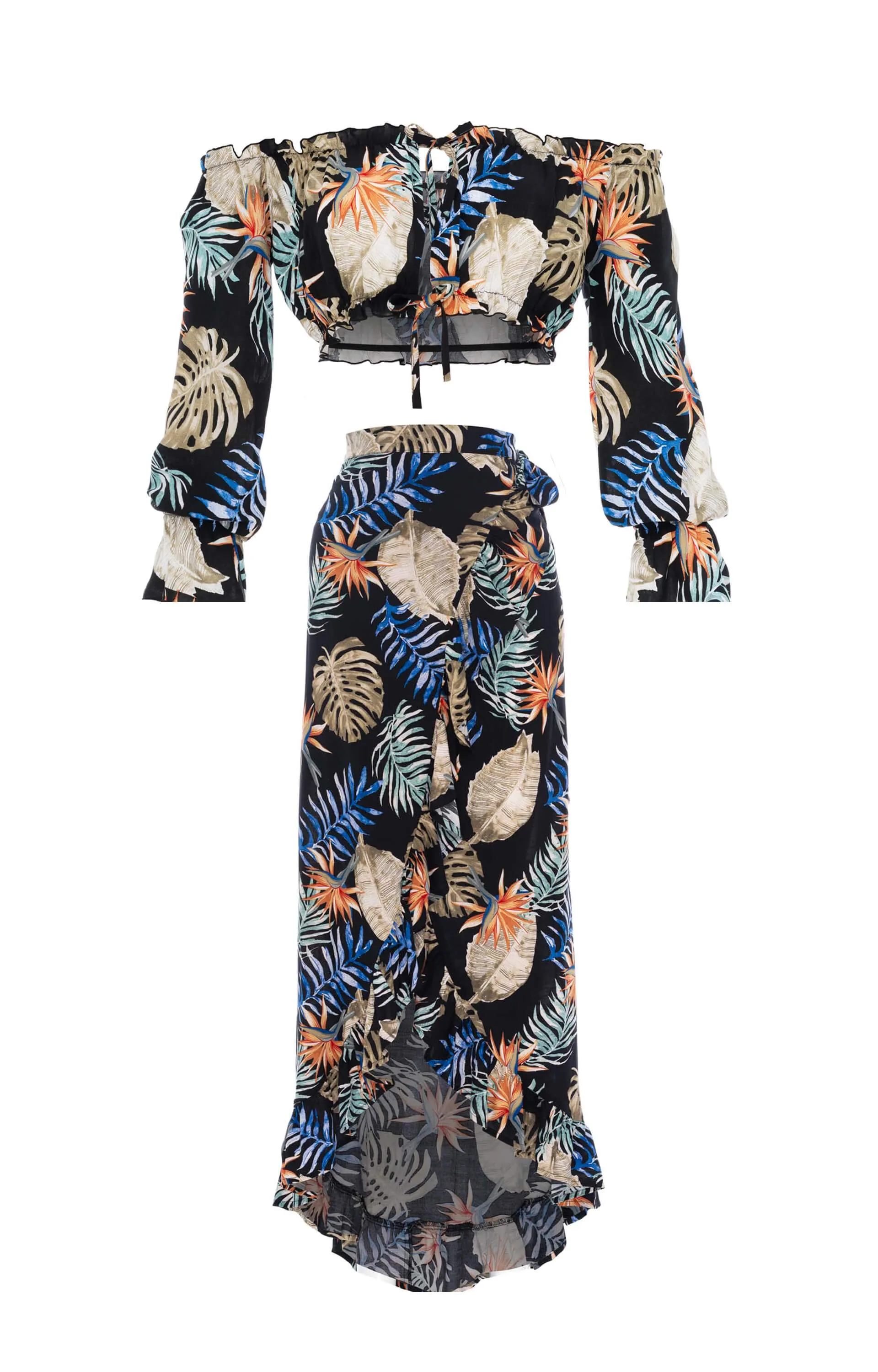 Set Cropped Sabrina-Wrap Maxi Skirt, Tropical sold by Love Anchor product image thumbnail 3