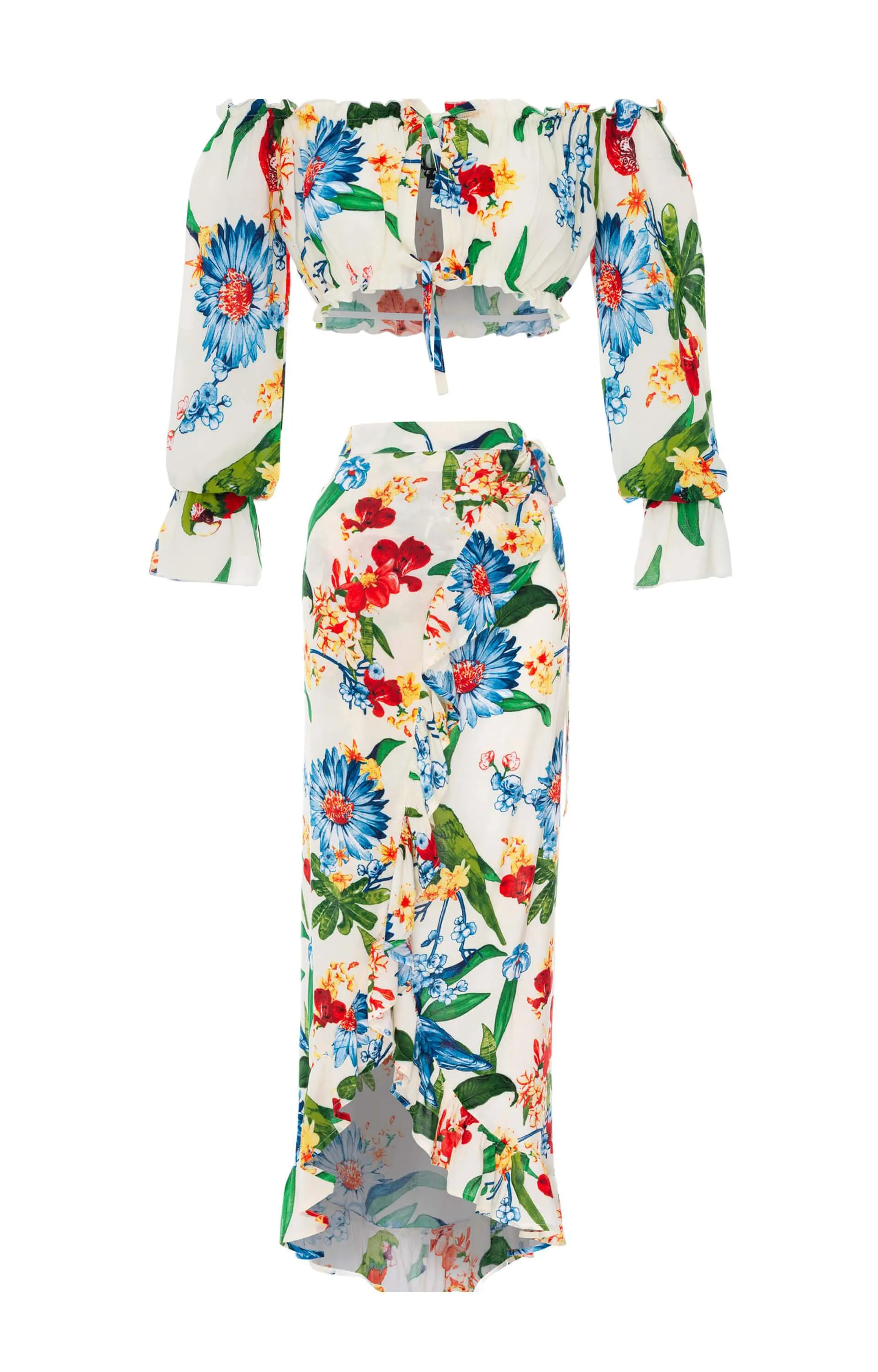 Set Cropped Sabrina-Wrap Maxi Skirt, Tropical sold by Love Anchor product image thumbnail 4