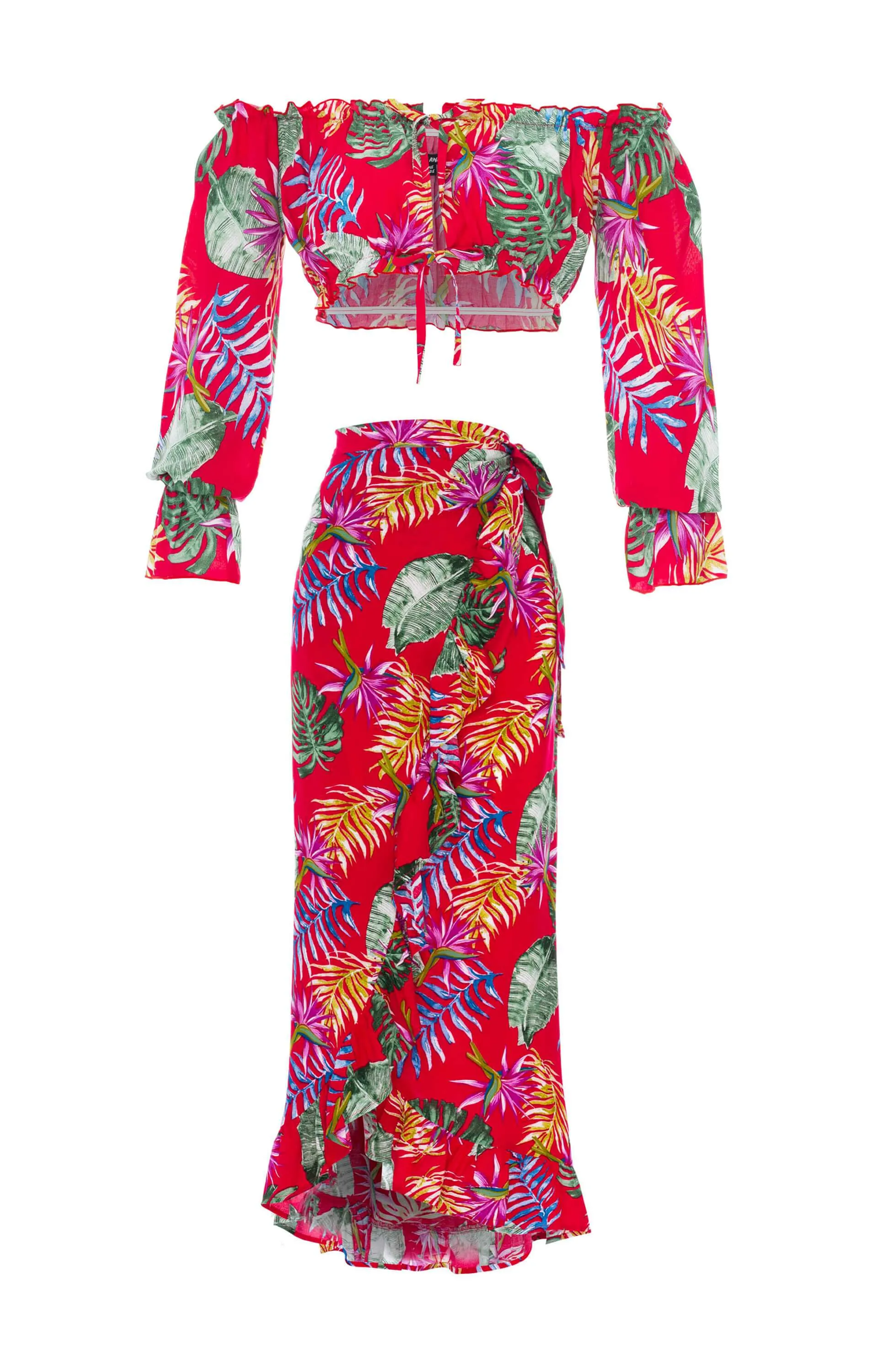 Set Cropped Sabrina-Wrap Maxi Skirt, Tropical sold by Love Anchor product image thumbnail 2