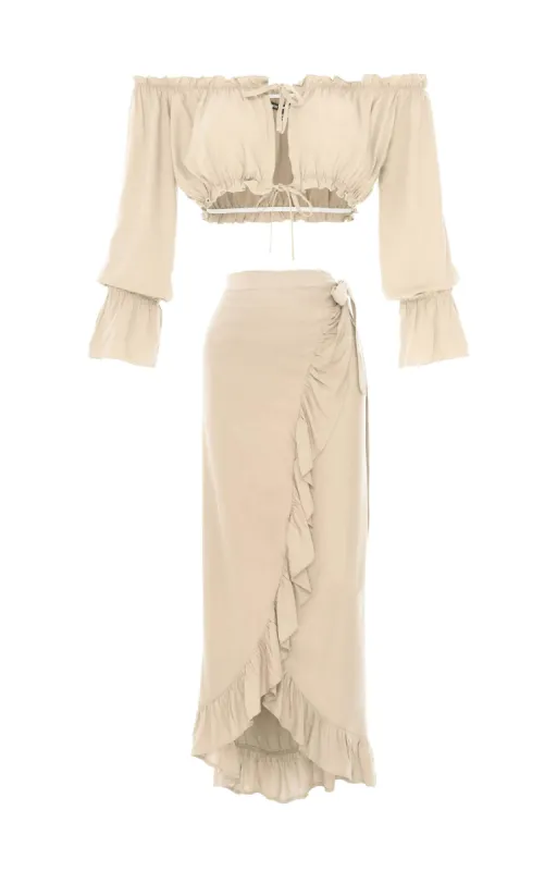 Set Cropped Sabrina-Wrap Maxi Skirt, Plain sold by Love Anchor