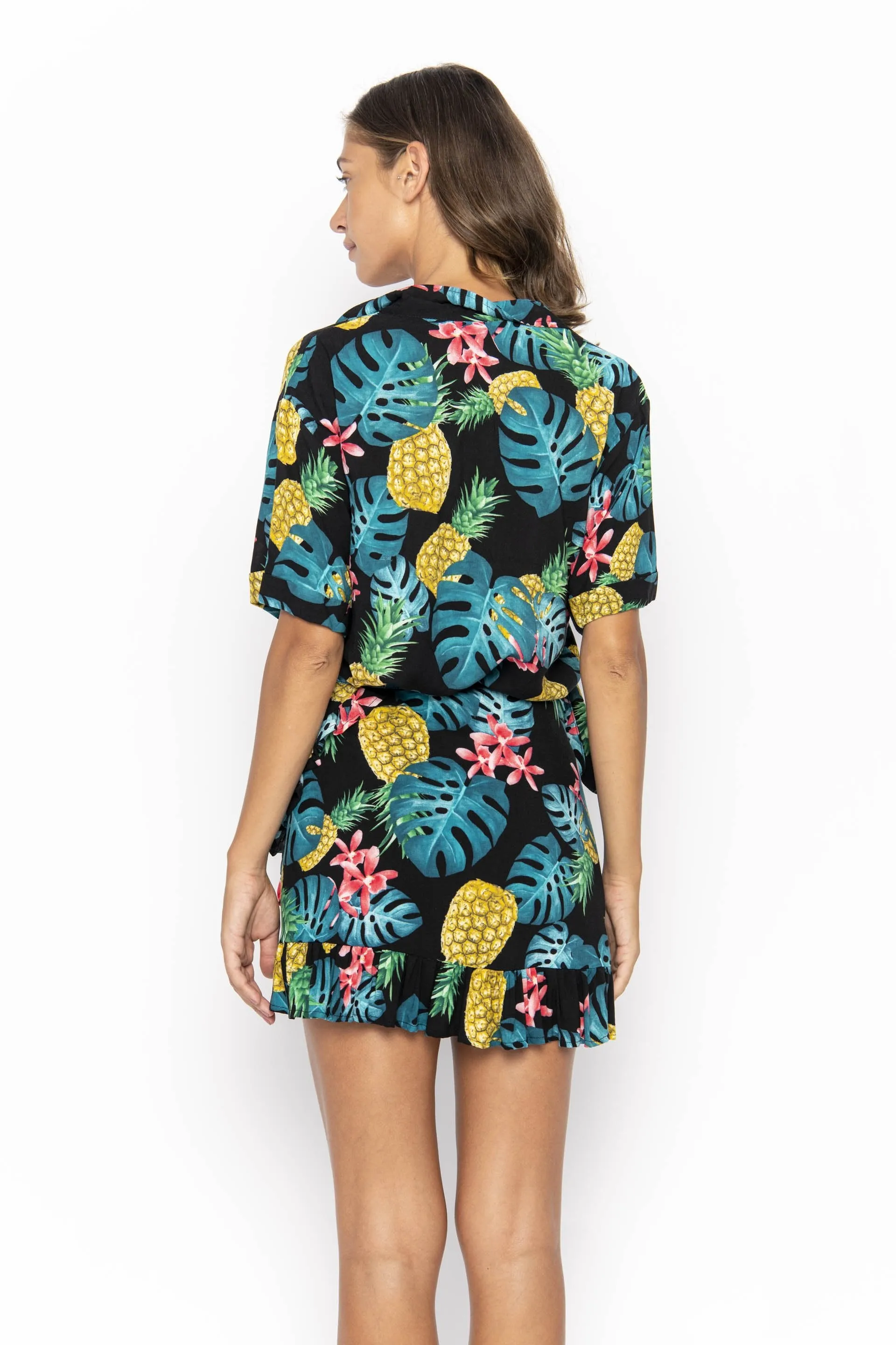 Women's Short Sleeve Shirt, Tropical Ananas Black sold by Love Anchor product image thumbnail 3
