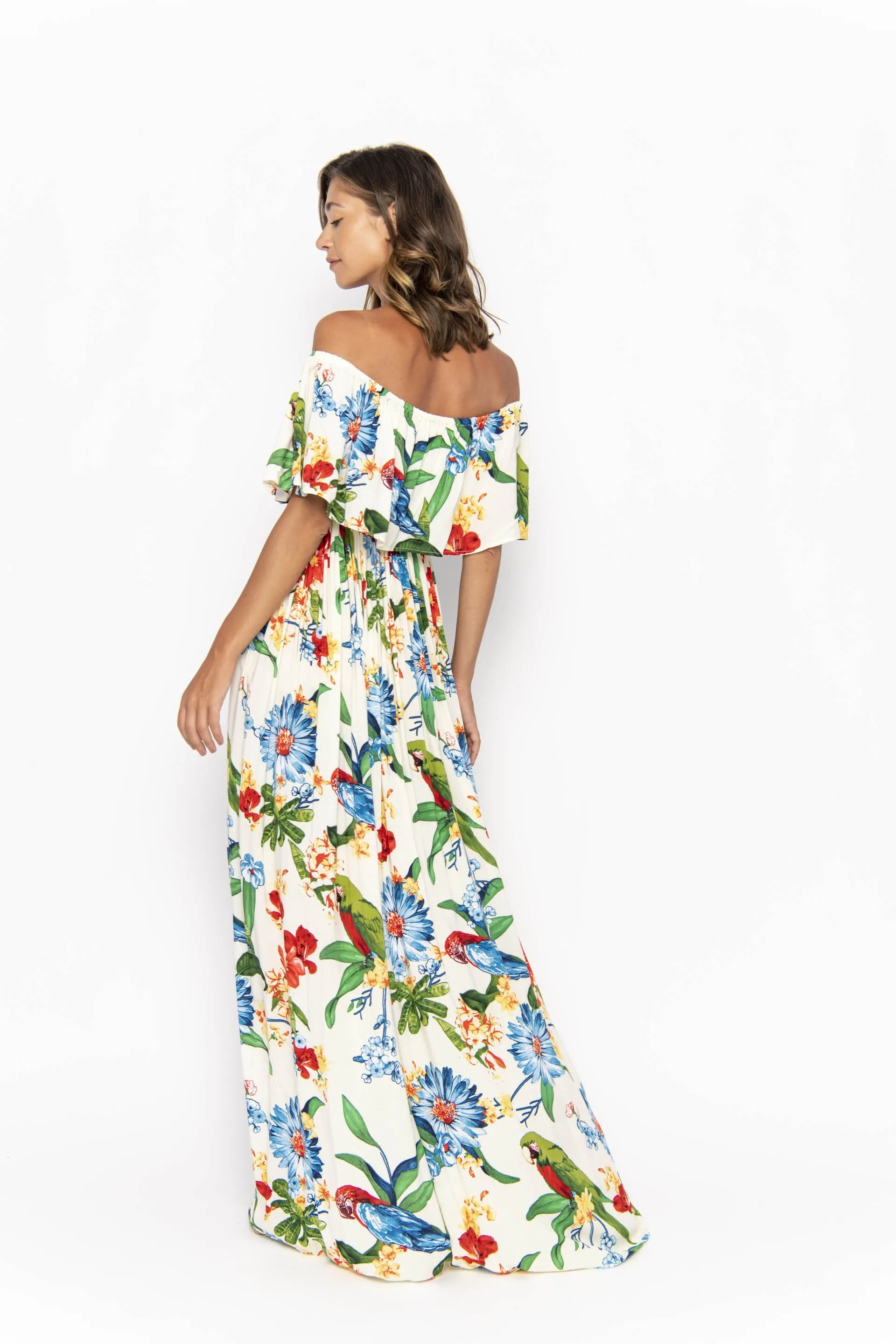 Safia, Tropical Macaw White, Maxi Dress sold by Love Anchor product image thumbnail 3