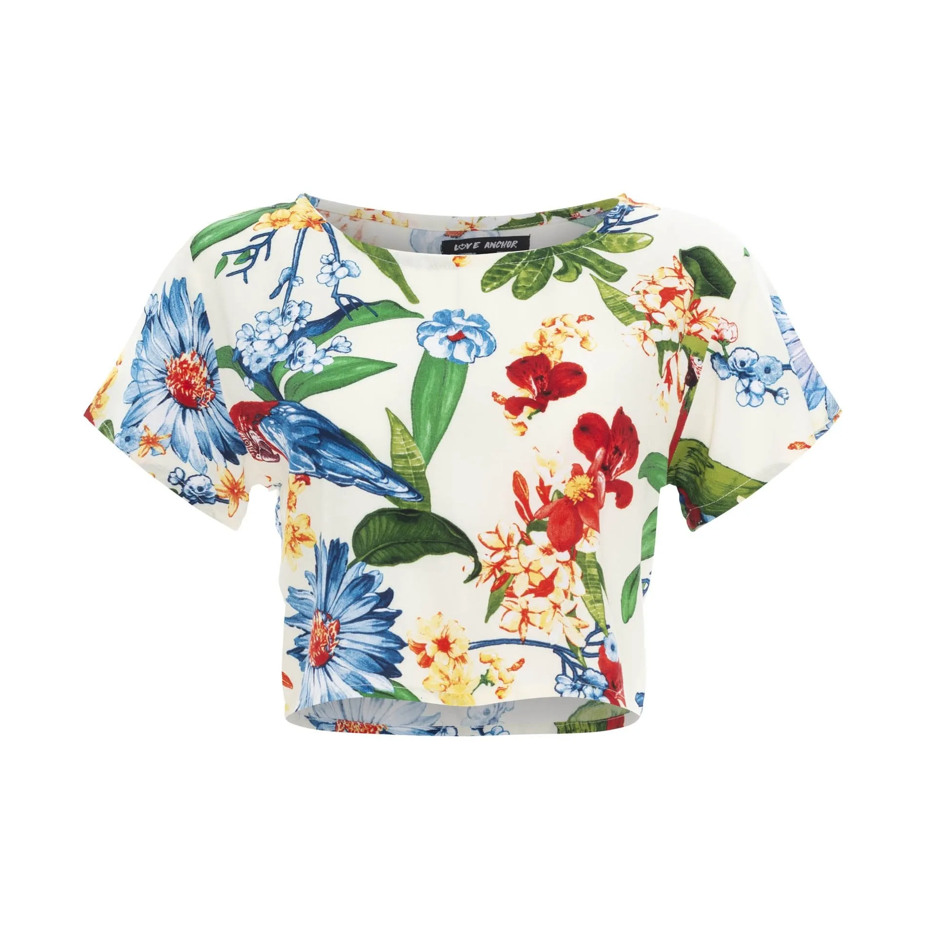 Basic, Tropical Macaw White, Cropped Top sold by Love Anchor product image thumbnail 4