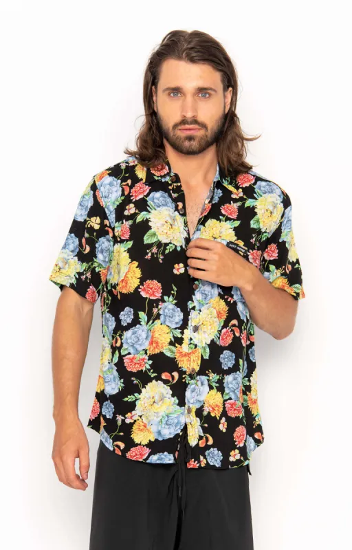 Men's Tropical Dandelion Black, Shirt sold by Love Anchor
