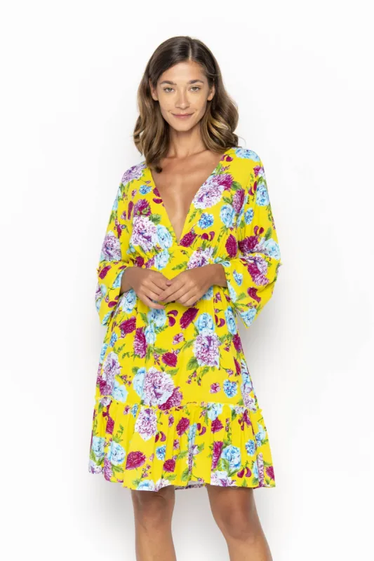 Baby Doll, Tropical Dandelion Yellow, Mini Dress sold by Love Anchor