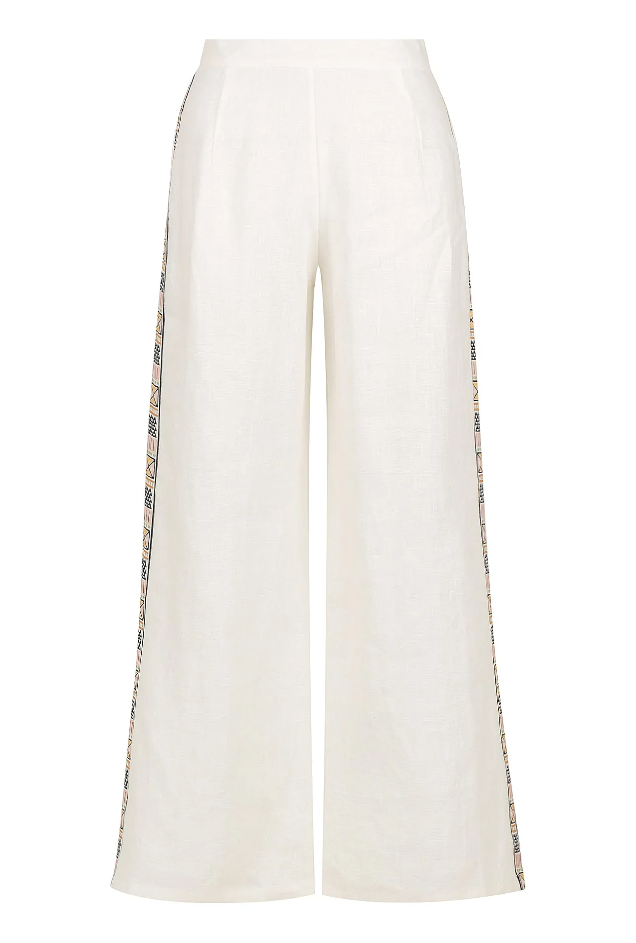 Blazing Border Wide Leg Pant- White sold by Pastel