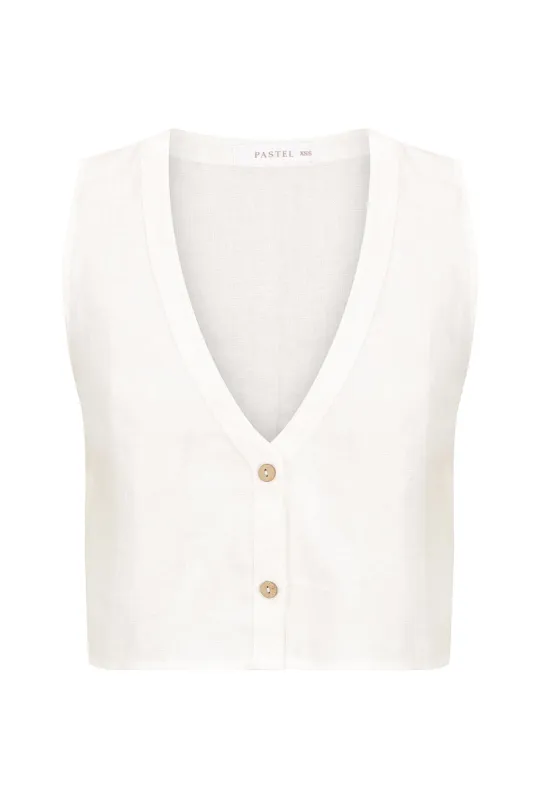 Solana Vest Top - White sold by Pastel