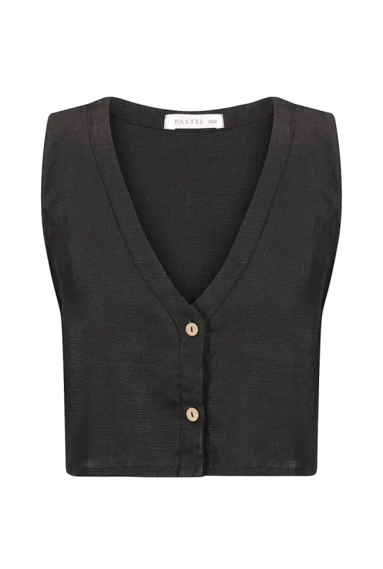 Solana Vest Top - Black sold by Pastel