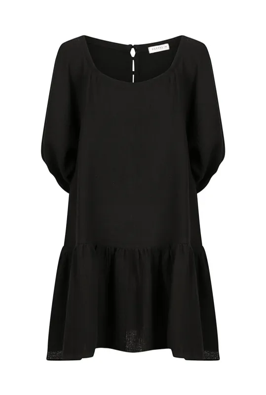 Solana Puff Sleeve Mini Dress - Black sold by Pastel