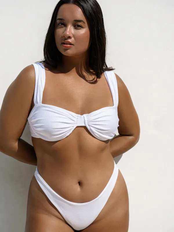 Capri Thick Strap Bralette - White Rib sold by Pastel