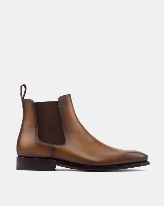 Bennett Tobacco Chelsea Boot with Half-Rubber Soles - 722 made by Cobbler Union