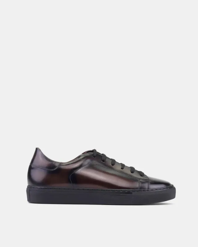 Dark Brown Dress Sneaker in Black Soles sold by Cobbler Union