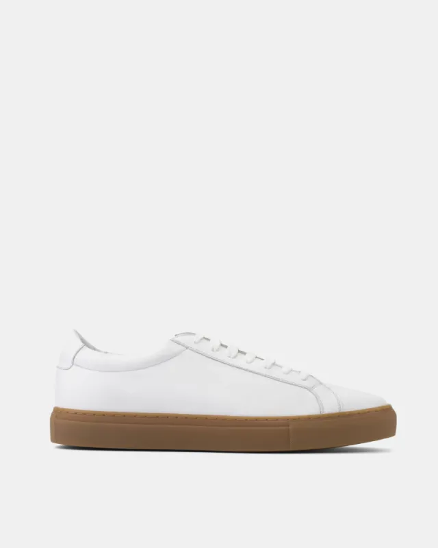 White Low Kick Dress Sneaker in Amber Soles sold by Cobbler Union