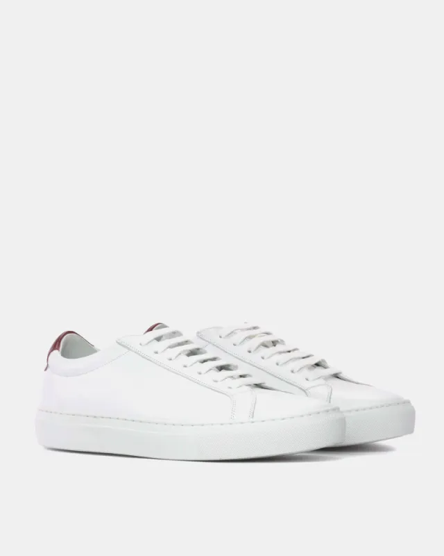 White Low Kick Sneaker Red Heel Tab sold by Cobbler Union