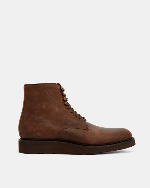Brown Waxed Suede Lightweight Plain-Toe Boot sold by Cobbler Union