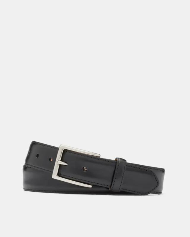 Glazed Calf Belt in Black Leather sold by Cobbler Union