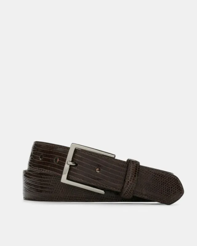 Classic Lizard Belt in Chocolate sold by Cobbler Union