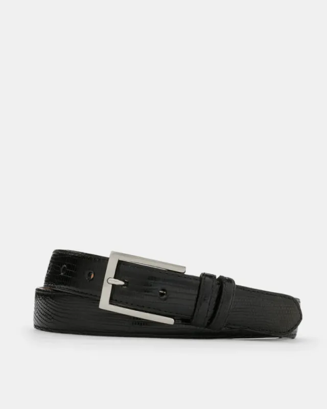 Classic Lizard Belt in Black sold by Cobbler Union