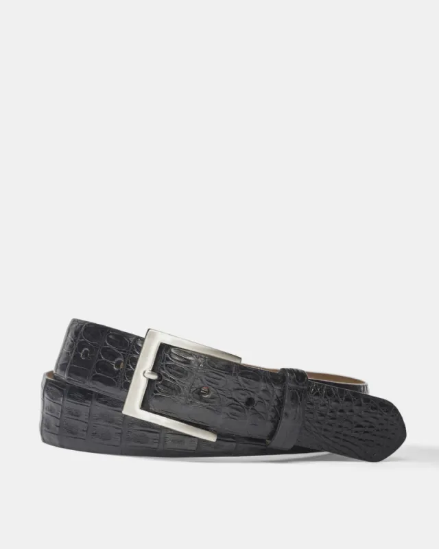Caiman Crocodile Belt in Black sold by Cobbler Union