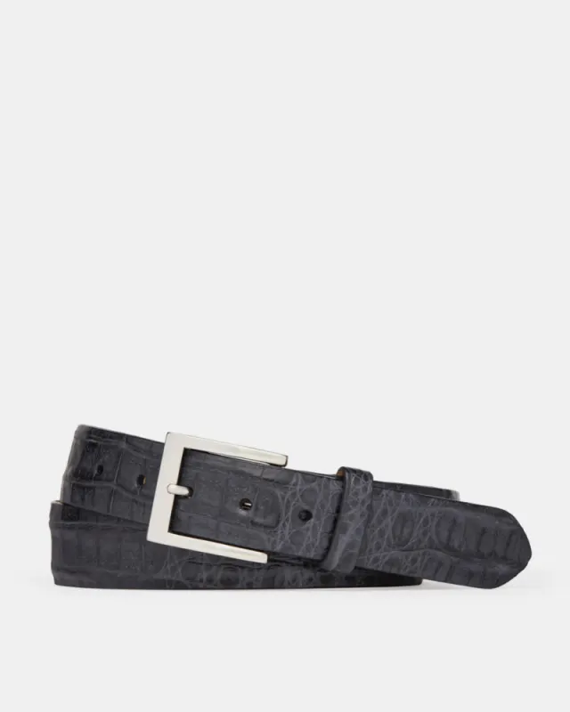 Caiman Crocodile Belt in Navy sold by Cobbler Union